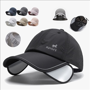 Retractable Baseball Cap Hat With Wide Brim Sun UV Protection Mesh Visor